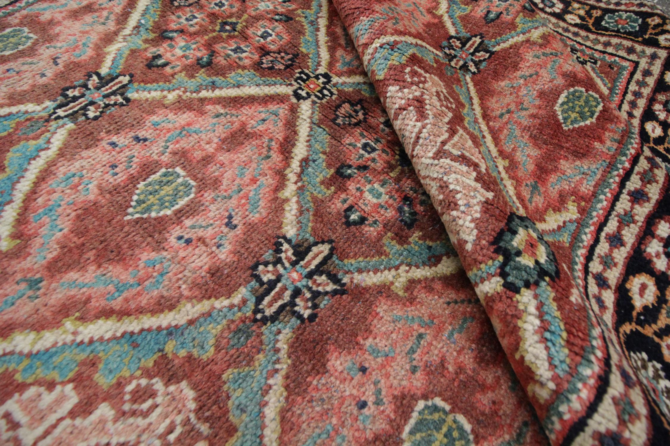 Organic Material Handmade Carpet Antique Rug, Traditional Turkish Pink Living Room Rug Oriental