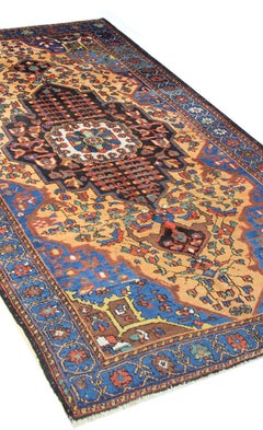Handmade Carpet Antique Rug Traditional Yellow Rug Wool Living Room 133x193cm