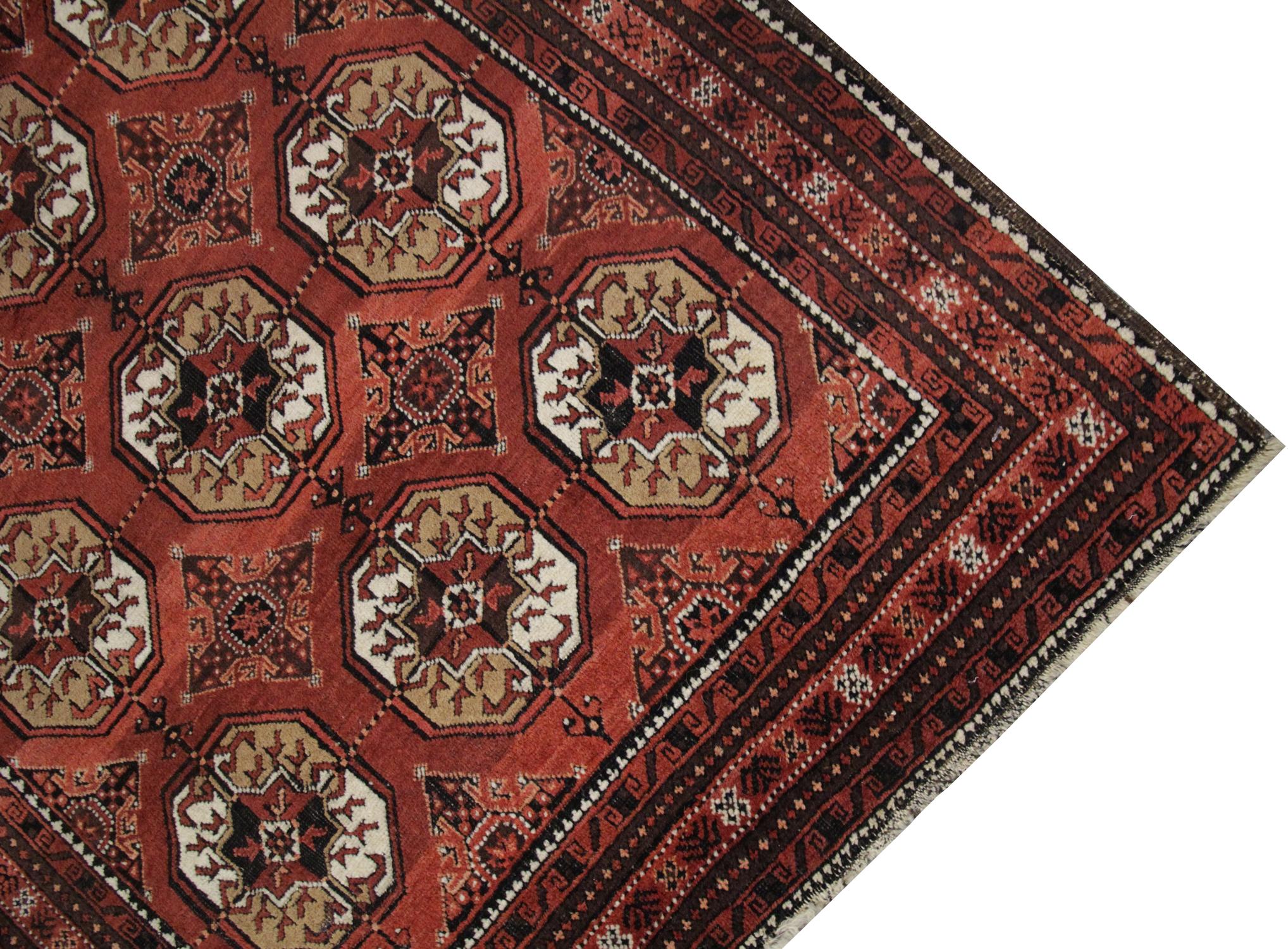 Turkmène Tapis antique fait main Tapis tribal turkmène:: tapis de salon oriental universel en vente