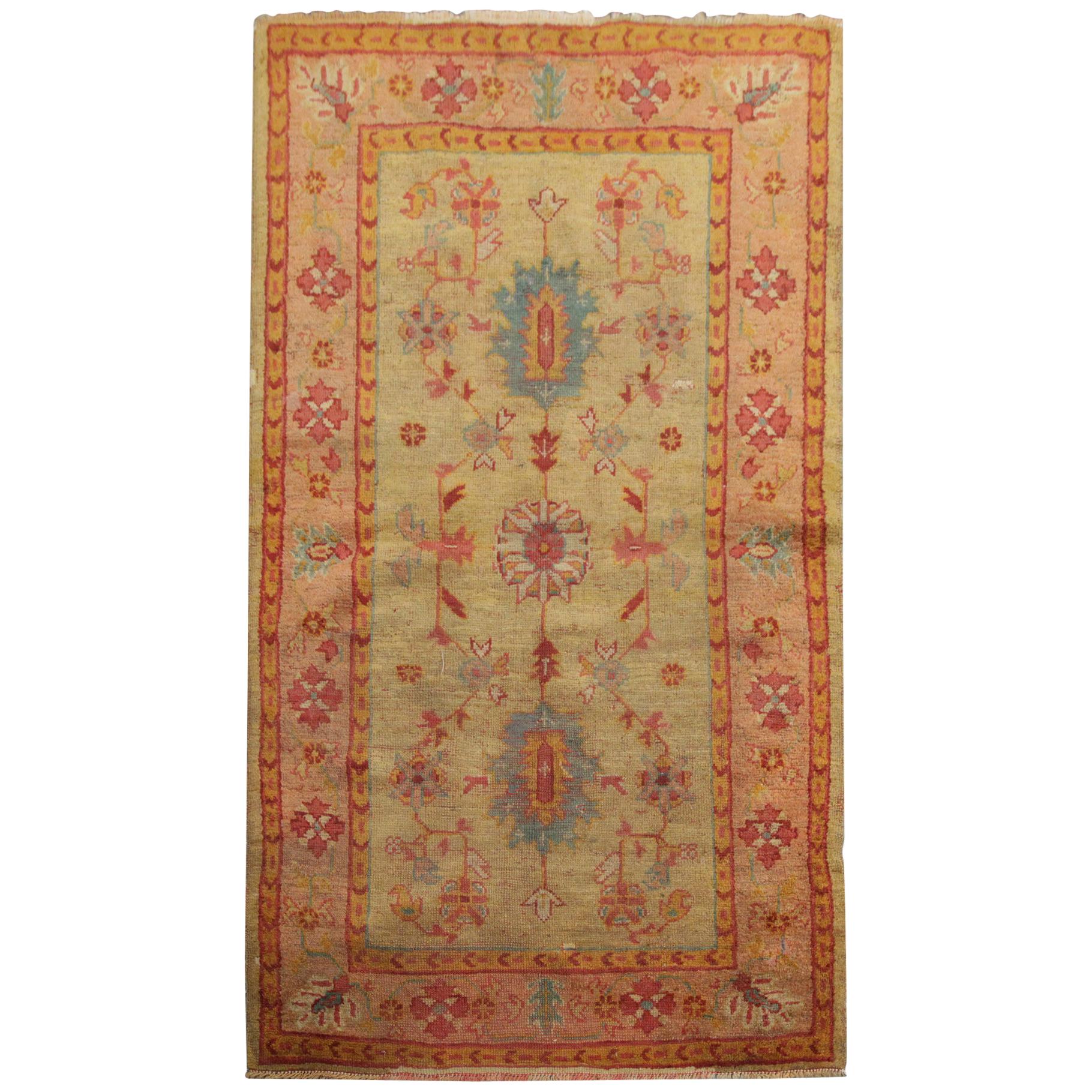Handgefertigter Teppich Antiker Teppich:: Turkmenischer Orientteppich Gold Wohnzimmerteppich