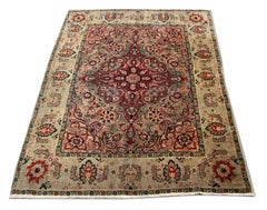 Handmade Carpet Antique Rugs, Agra Indian Rug, Red Oriental Rugs for Sale