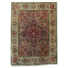 Handmade Carpet Antique Rugs, Agra Indian Rug, Red Oriental Rugs for Sale