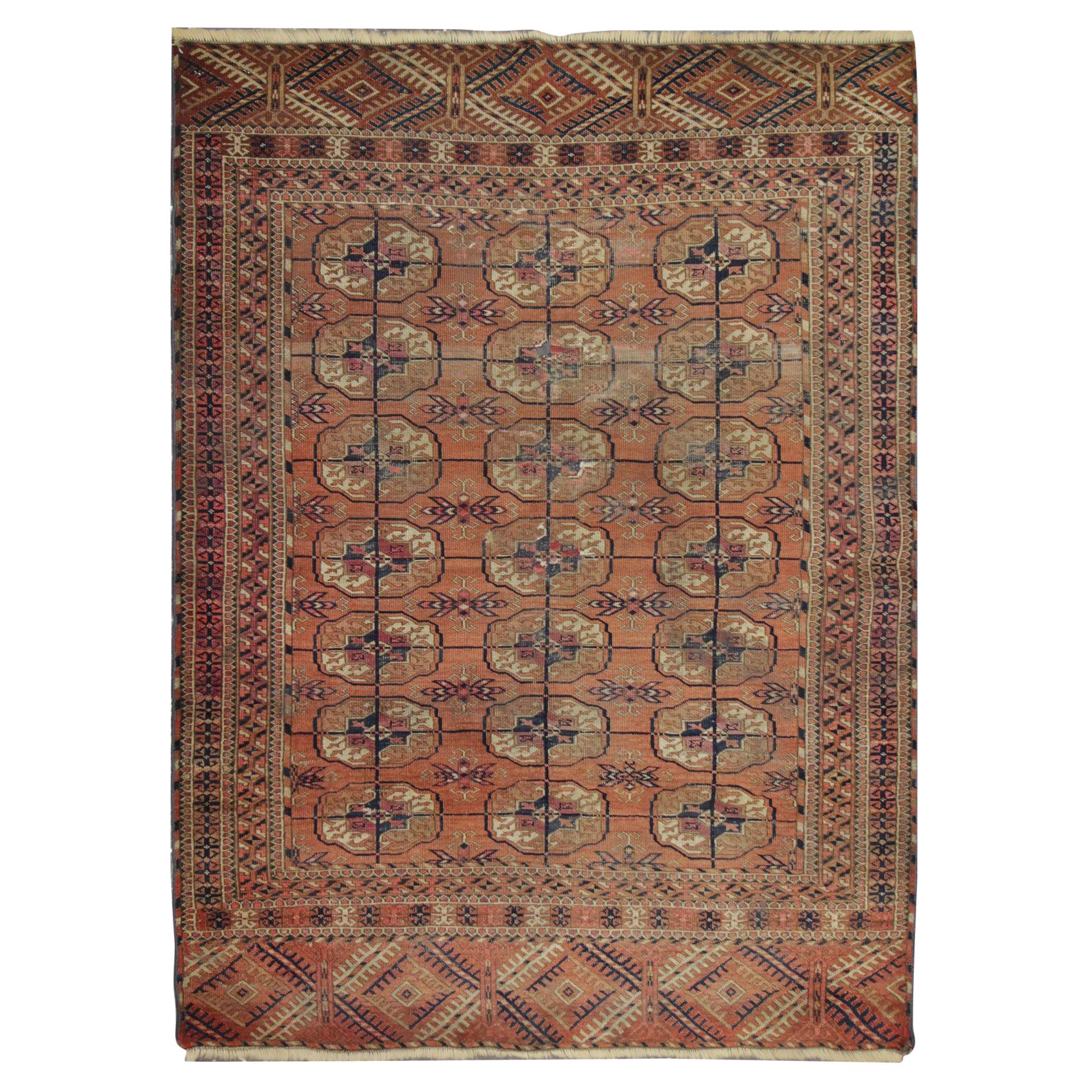 Handmade Carpet Antique Rugs Traditional Orange Wool Area Rug For Sale