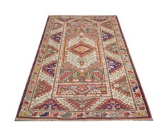Handmade Carpet Antique Rugs Tribal Living Room Rug, Traditional Red Wool Rug