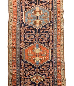 Handgefertigter antiker Woll-Läufer, Läufer, traditioneller Stammeskunst-Teppich