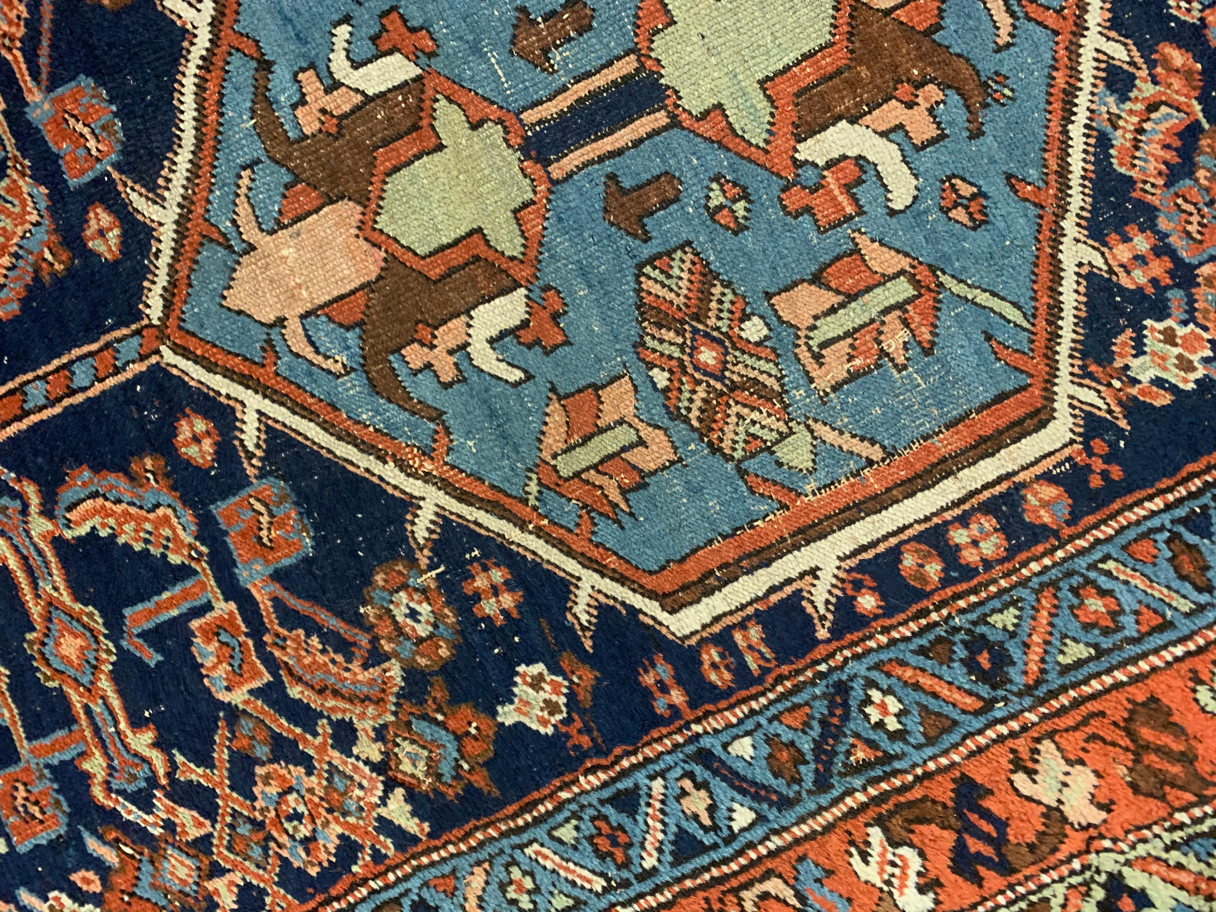 Handgefertigter antiker Woll-Läufer, Läufer, traditioneller Stammeskunst-Teppich (Wolle) im Angebot