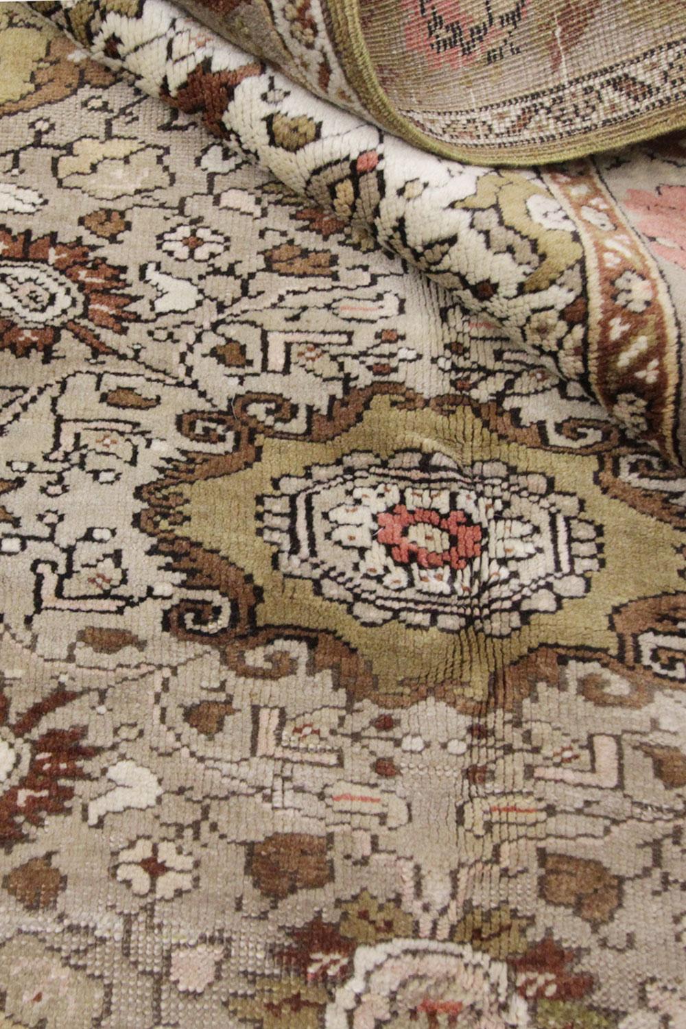 Mid-Century Modern Handmade Carpet Area Oriental Rug, Antique Green Wool Living Room Rug for Sale For Sale