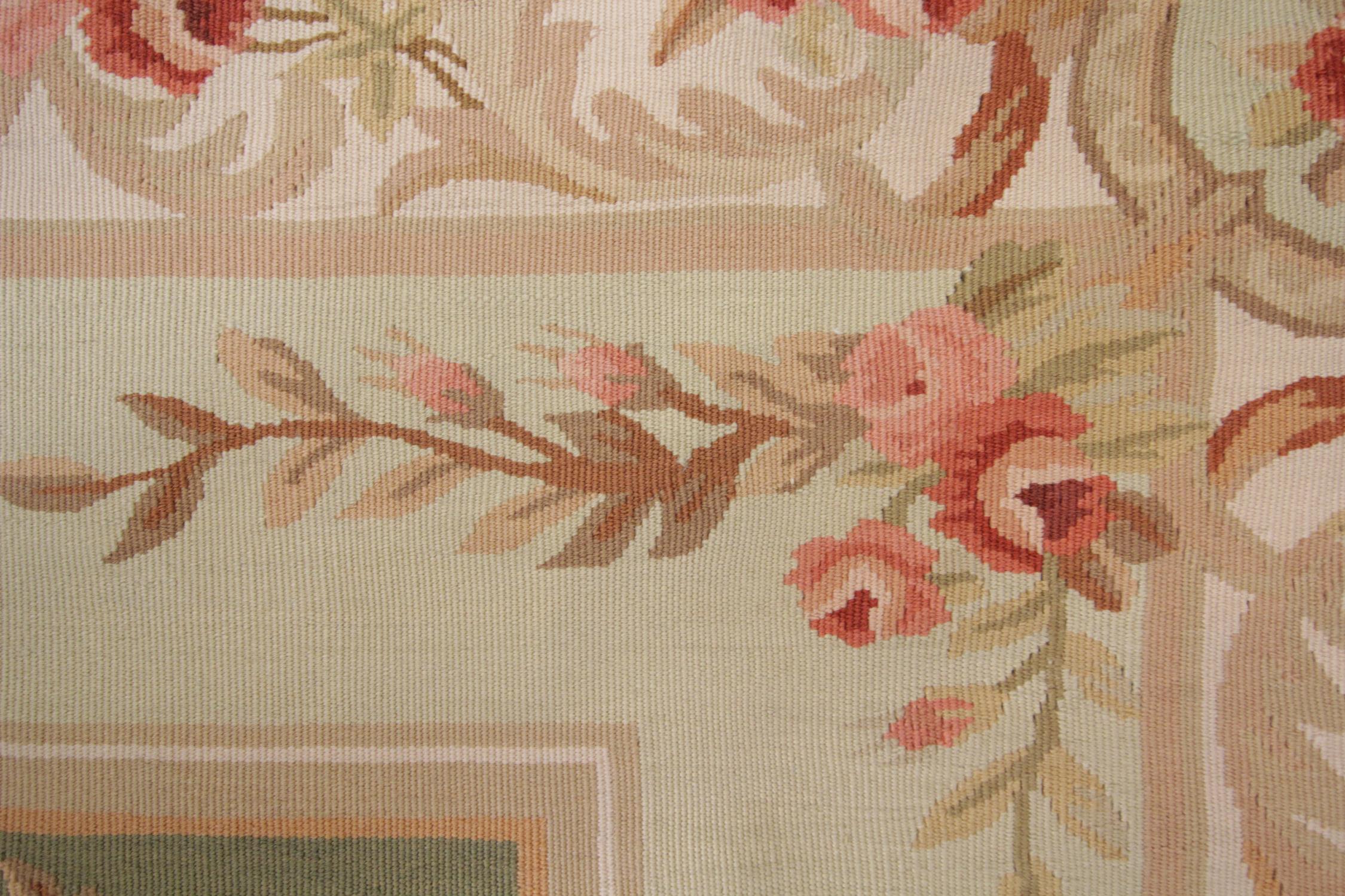 Coton Tapis d'Aubusson, tapisserie orientale de laine verte faite à la main en vente