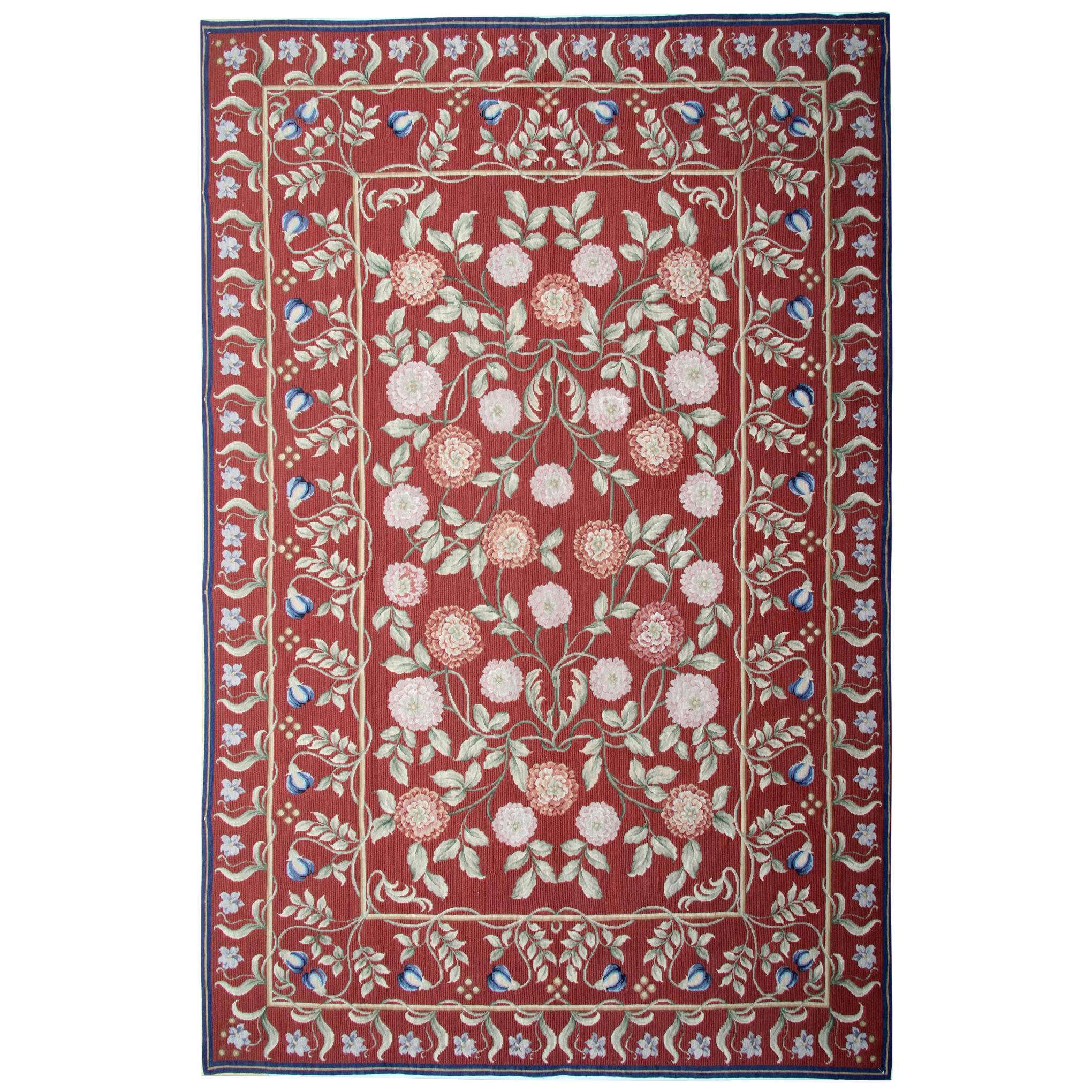 Handmade Carpet Aubusson Style Area Rug Traditional Floral Rug