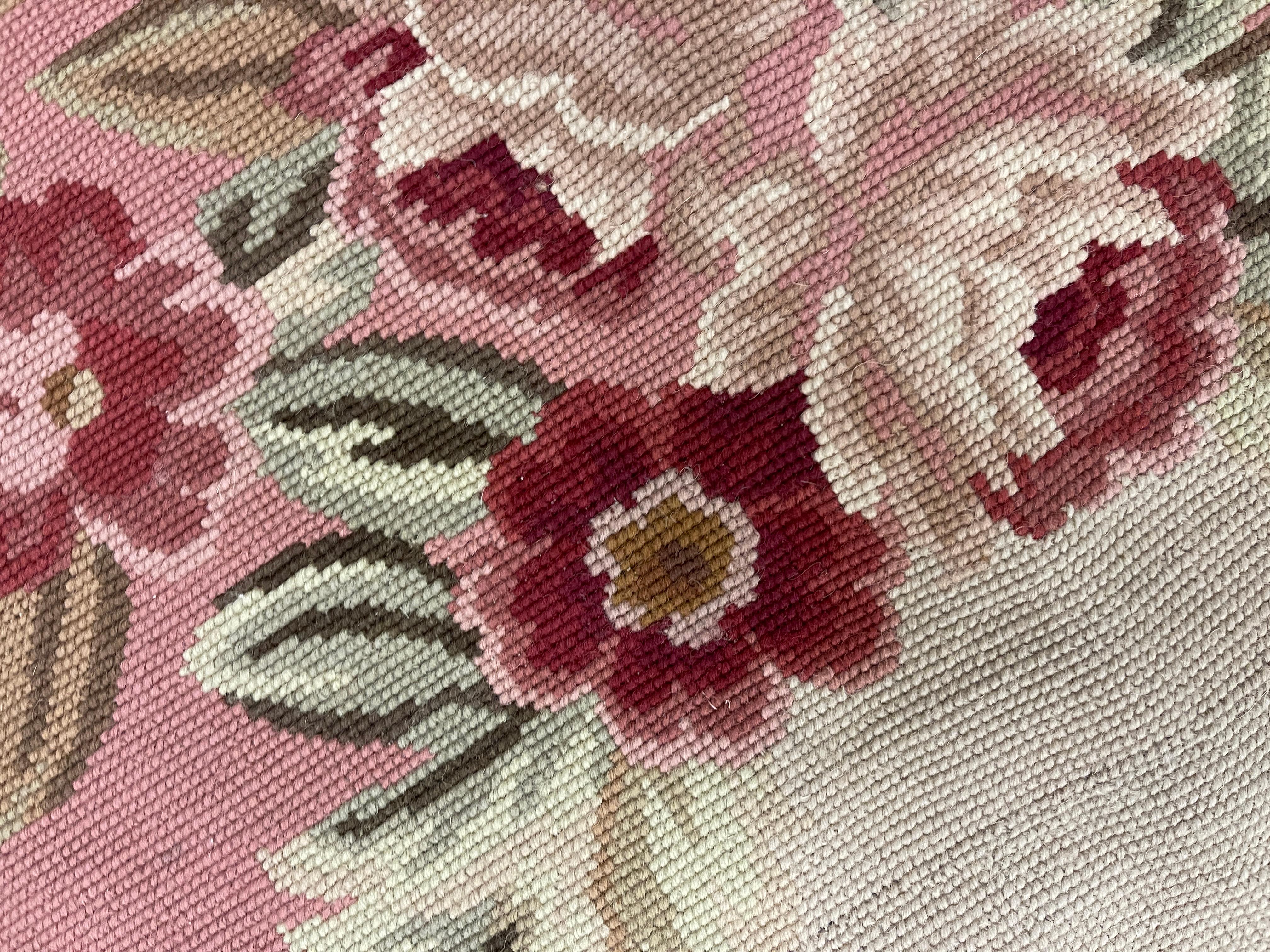 Aubusson-Teppich in Rosa, Rosa und Beige, extra großer, handgefertigter Teppich aus Wolle, Teppich  im Angebot 4