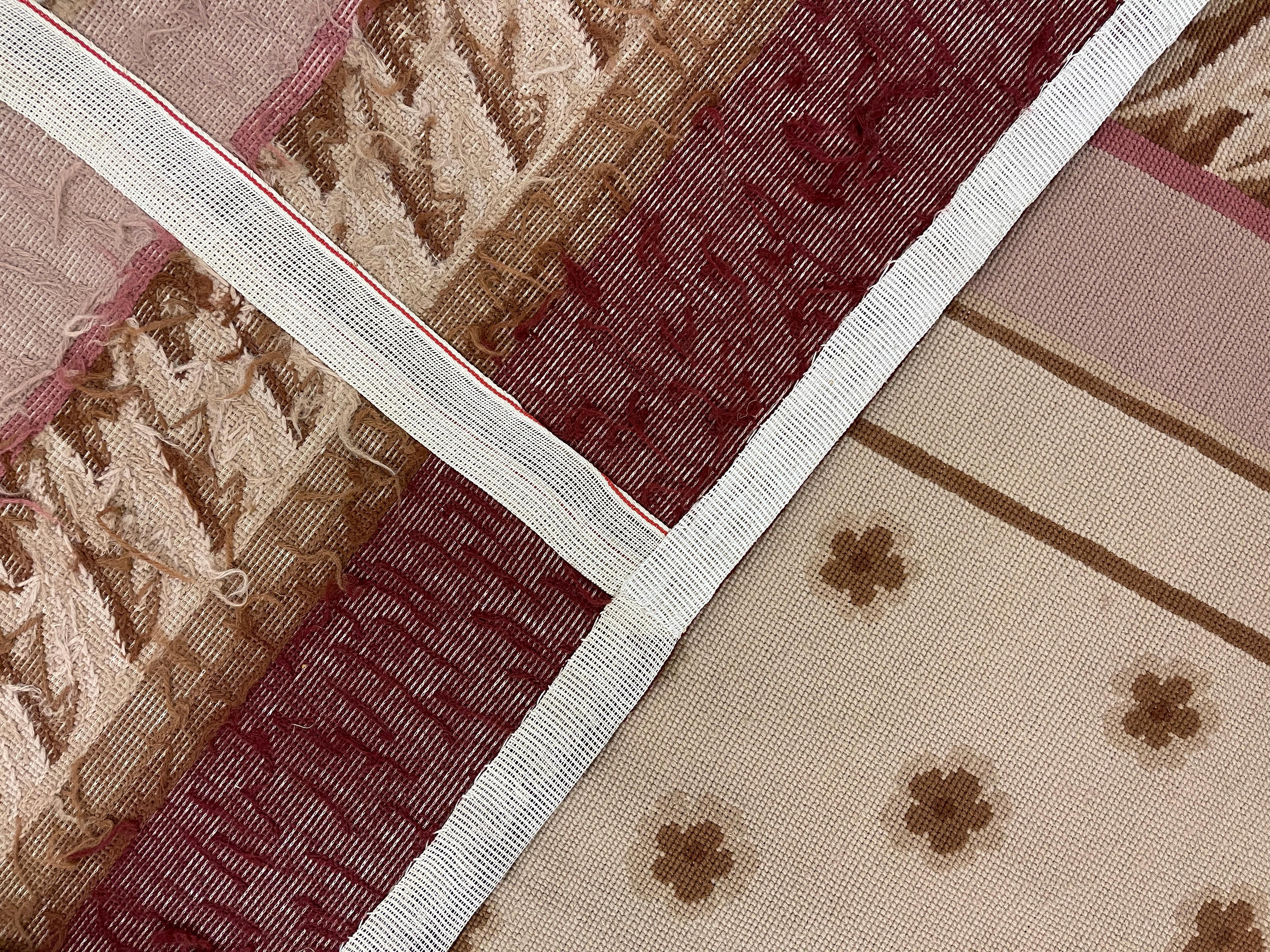 Aubusson-Teppich in Rosa, Rosa und Beige, extra großer, handgefertigter Teppich aus Wolle, Teppich  im Angebot 6