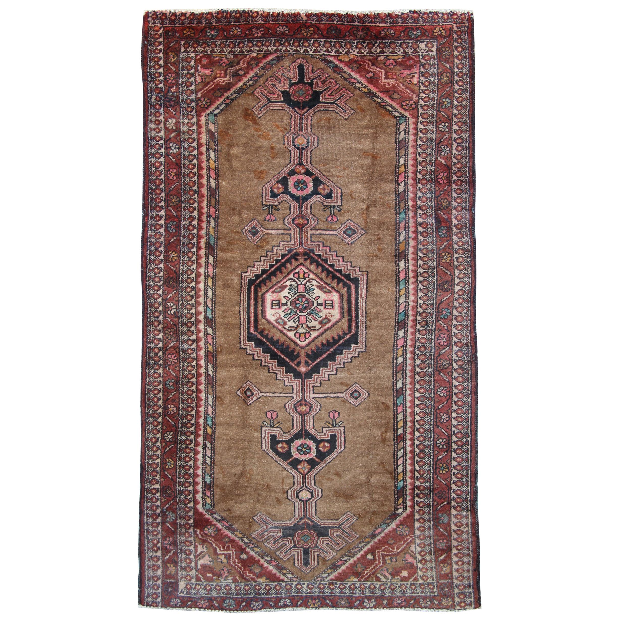 Handmade Carpet Caucasian Azerbaijan Rug, Classic Vintage Area Rug