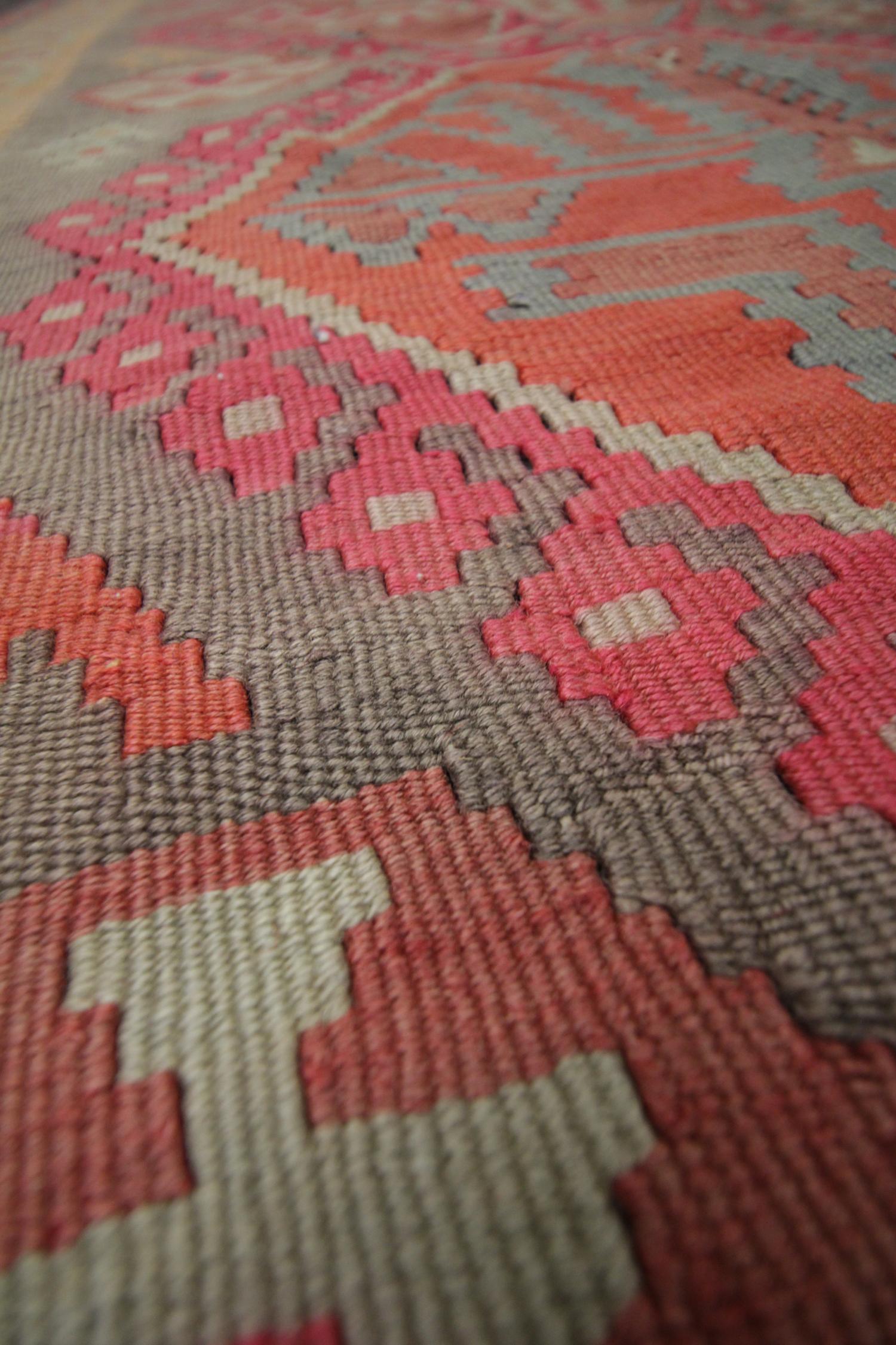 Mid-Century Modern Handmade Carpet Caucasian Kilim Rug, Vintage Kilims Tribal Wool Rug For Sale
