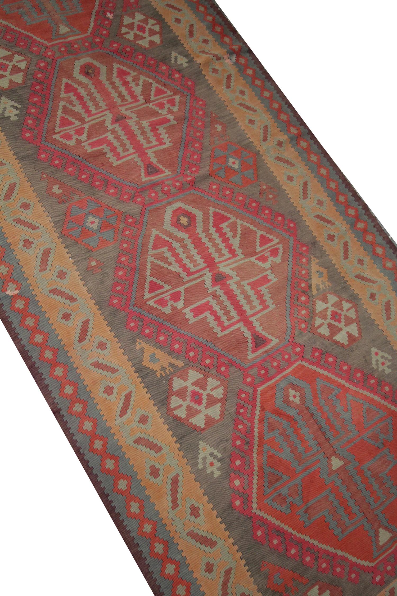 Azerbaijani Handmade Carpet Caucasian Kilim Rug, Vintage Kilims Tribal Wool Rug For Sale