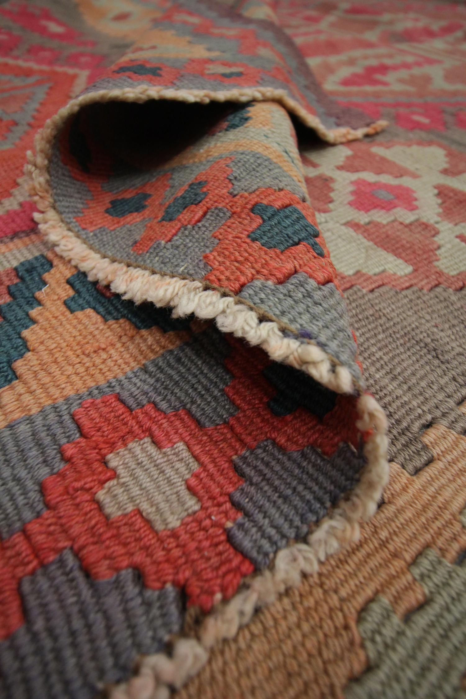 Mid-20th Century Handmade Carpet Caucasian Kilim Rug, Vintage Kilims Tribal Wool Rug For Sale