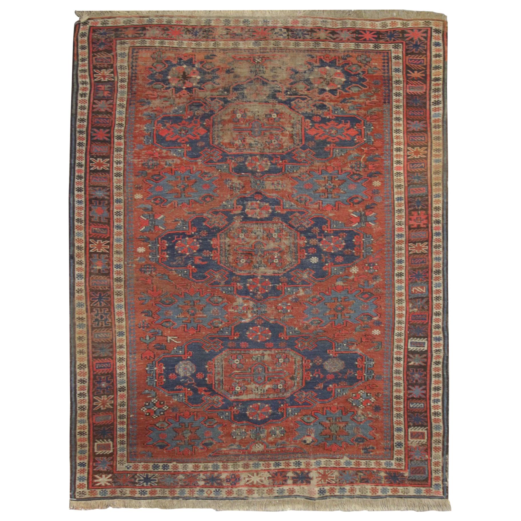 Handgefertigter Teppich Kaukasischer Sumakh-Kilim-Teppich Orientalischer Traditioneller Wollteppich