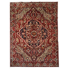 Handmade Carpet Deep Red Wool Rug Traditional Rustic Oriental Rug