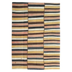 Striped Rug Handmade Carpet Flat Woven Antique Rugs, Caucasian Kilim Jajim