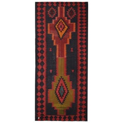 Geometric Runner Handmade Carpet Flatweave Kilim Rug, Traditional Tribal Kilims