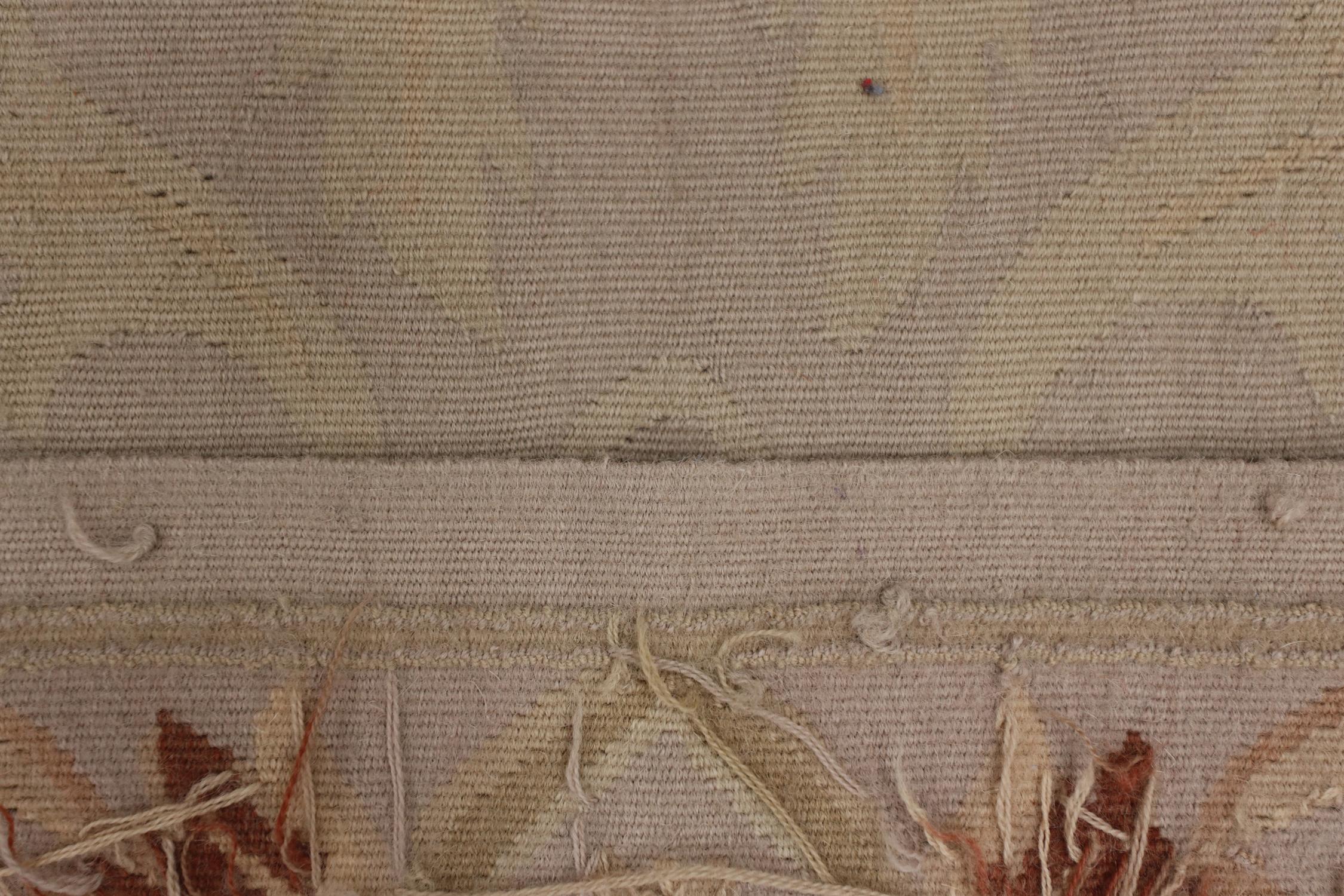 Contemporary Handmade Carpet French Aubusson Rug, Cream Wool Livingroom Rug  For Sale