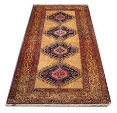 Tappeto fatto a mano Tappeto geometrico Kazak Tappeto orientale in lana color crema
