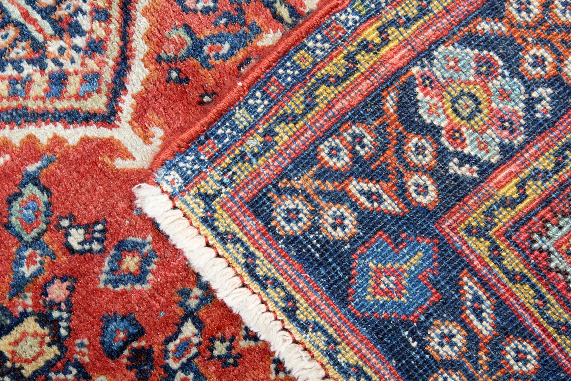 Rustic Handmade Oriental Rug Geometric Rust Wool Living Room Carpet 132x195cm For Sale 1