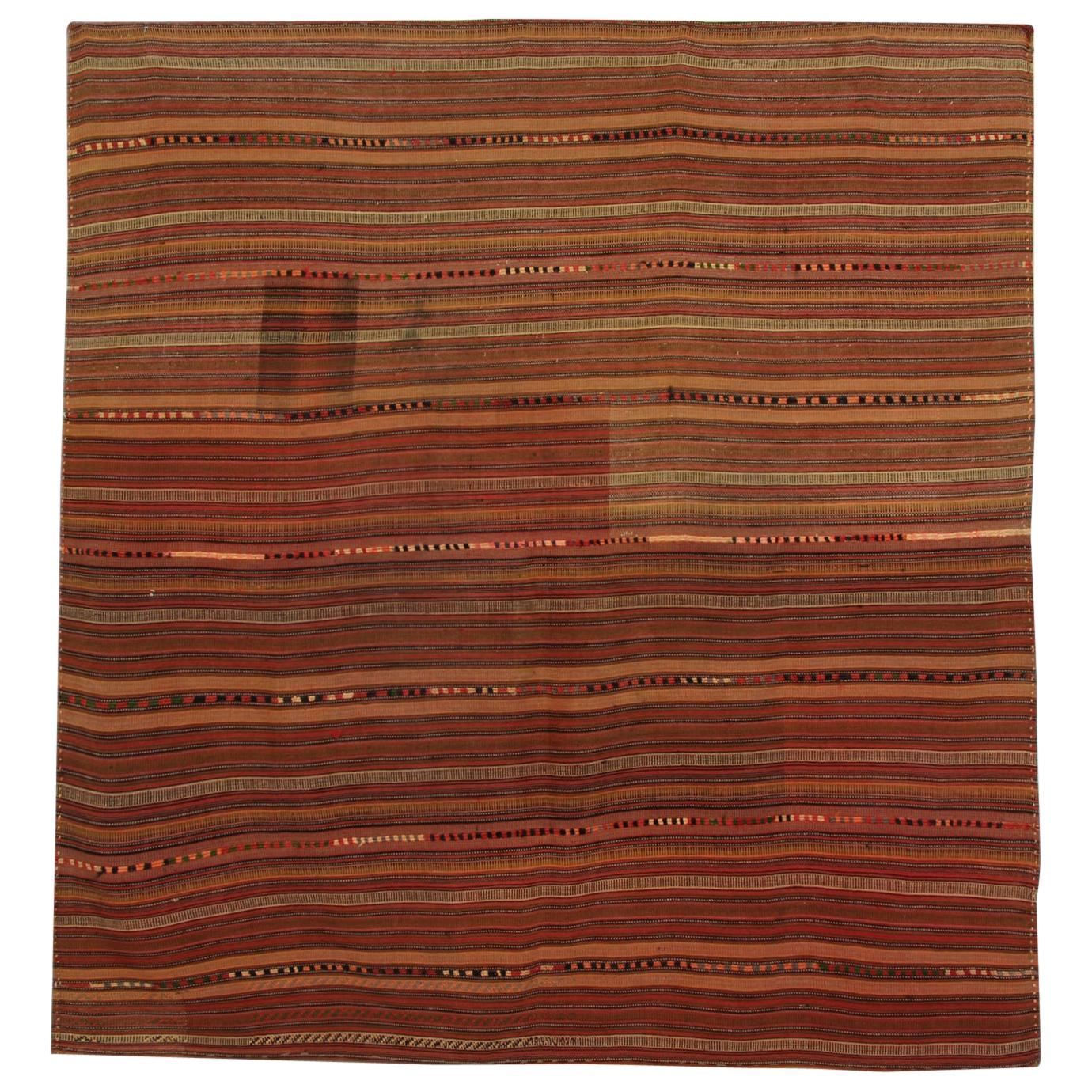 Handgefertigter handgefertigter Kelim-Teppich, gestreifter antiker Teppich aus Aserbaidschanischem Jajim Textil