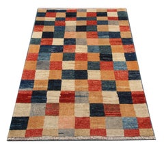 Handmade Carpet Modern Afghan Rug, Chess Design Contemporary Living Room Rug