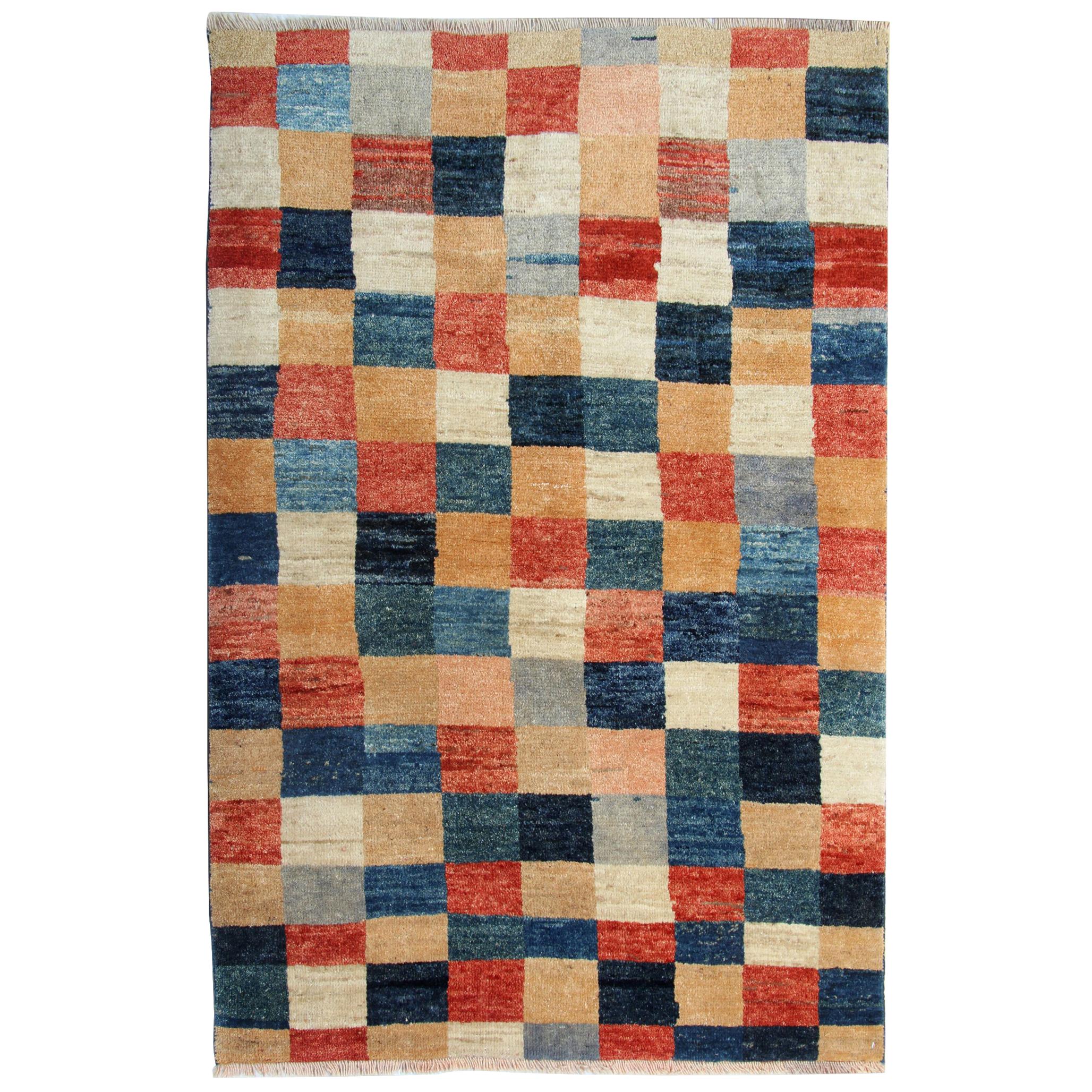 Handmade Carpet Modern Afghan Rug, Chess Design Contemporary Living Room Rug For Sale