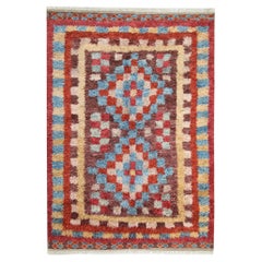 Retro Handmade Carpet Moroccan Rugs, Shag Rugs, Pink and Red Primitive Carpet for Sale
