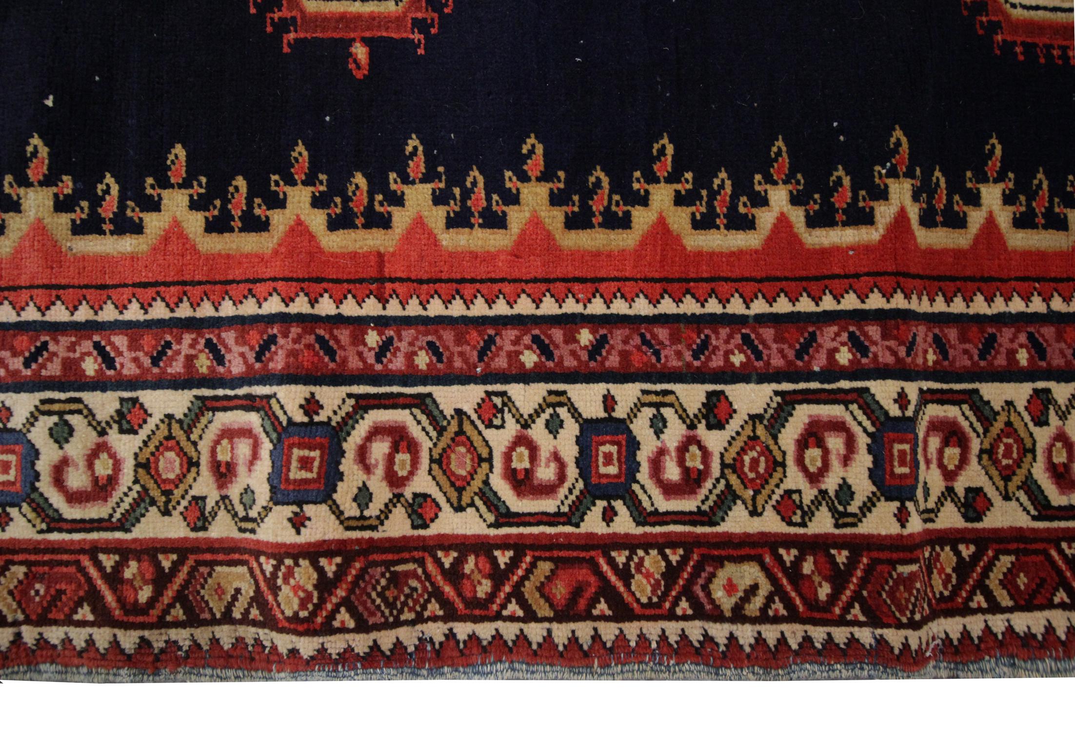 Mid-20th Century Handmade Carpet Oriental Antique Rug, Red Wool Caucasian Carpet for Sale