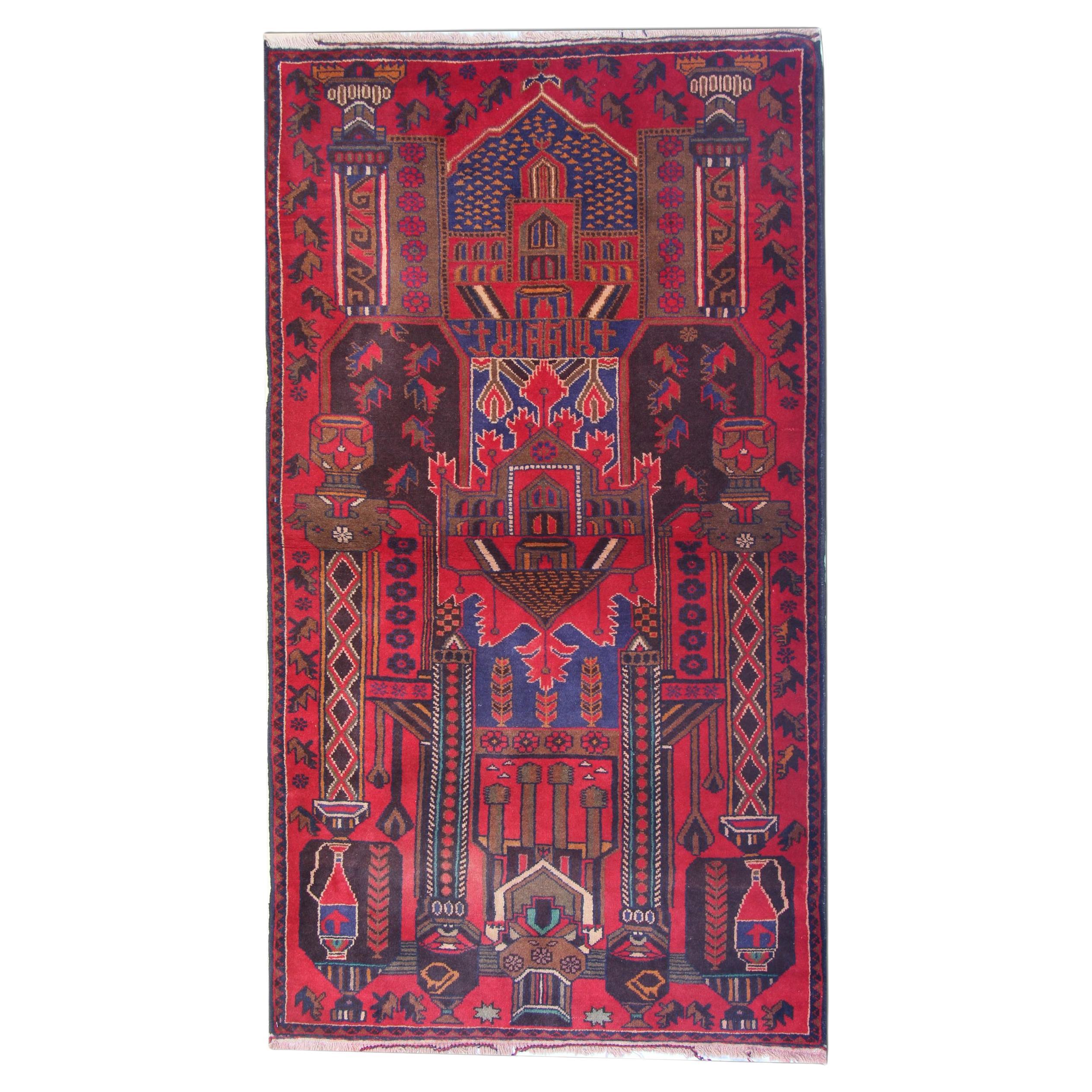Red Carpet, Geometric Rustic Rug, Vintage Rugs for Sale For Sale