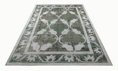 Handmade Carpet Oriental Rug Grey Green Vintage Turkish