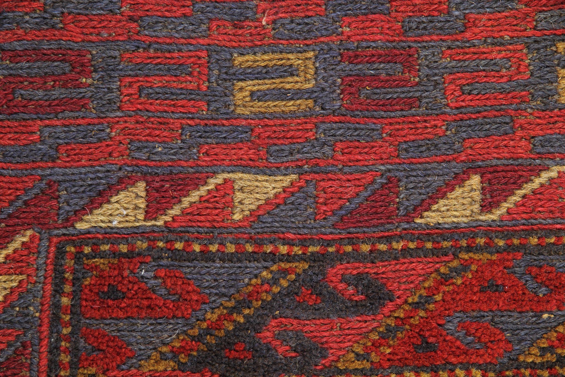 Tribal Handmade Carpet Oriental Rug Traditional Deep Red Rugs Square Turkmen Home Decor