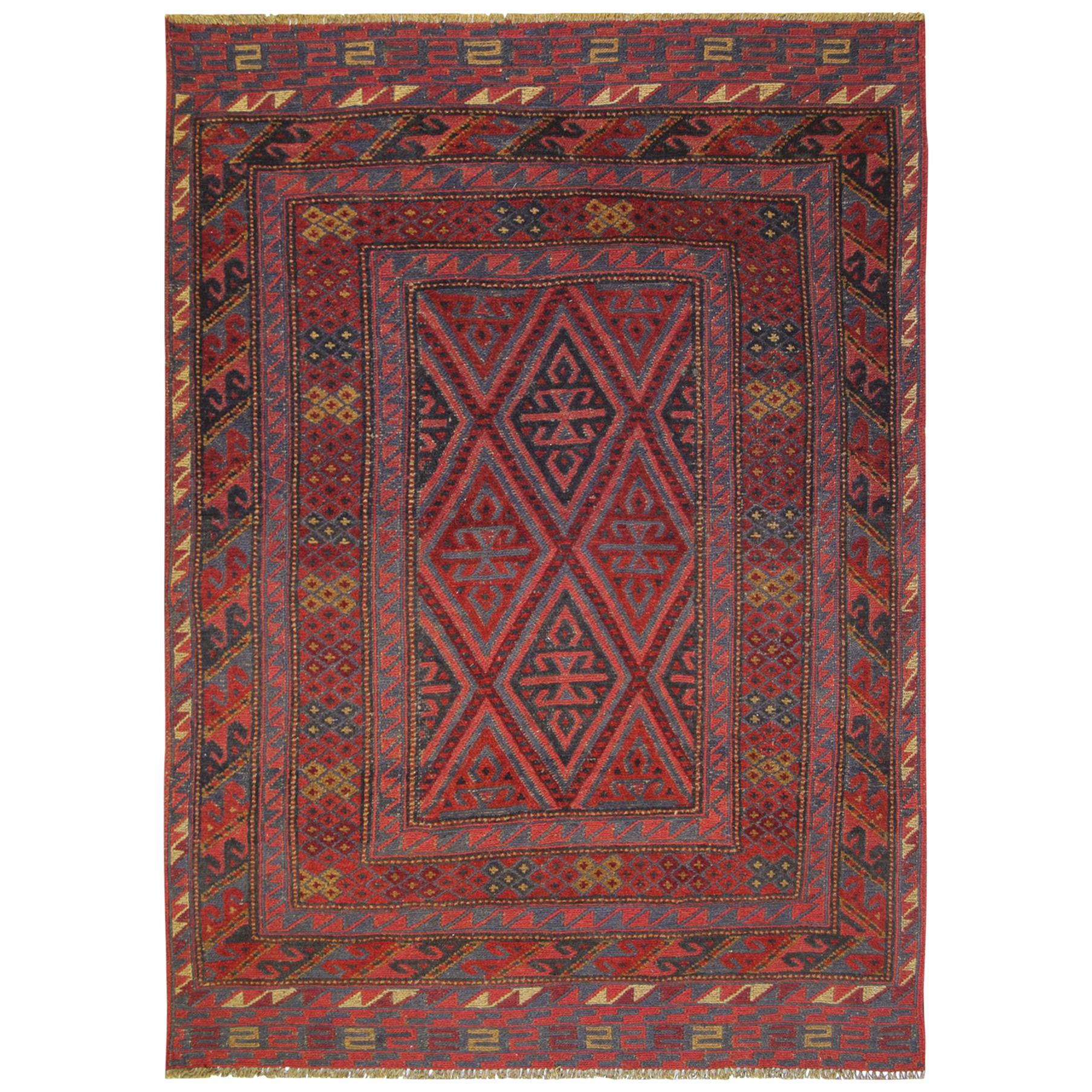 Handmade Carpet Oriental Rug Traditional Deep Red Rugs Square Turkmen Home Decor