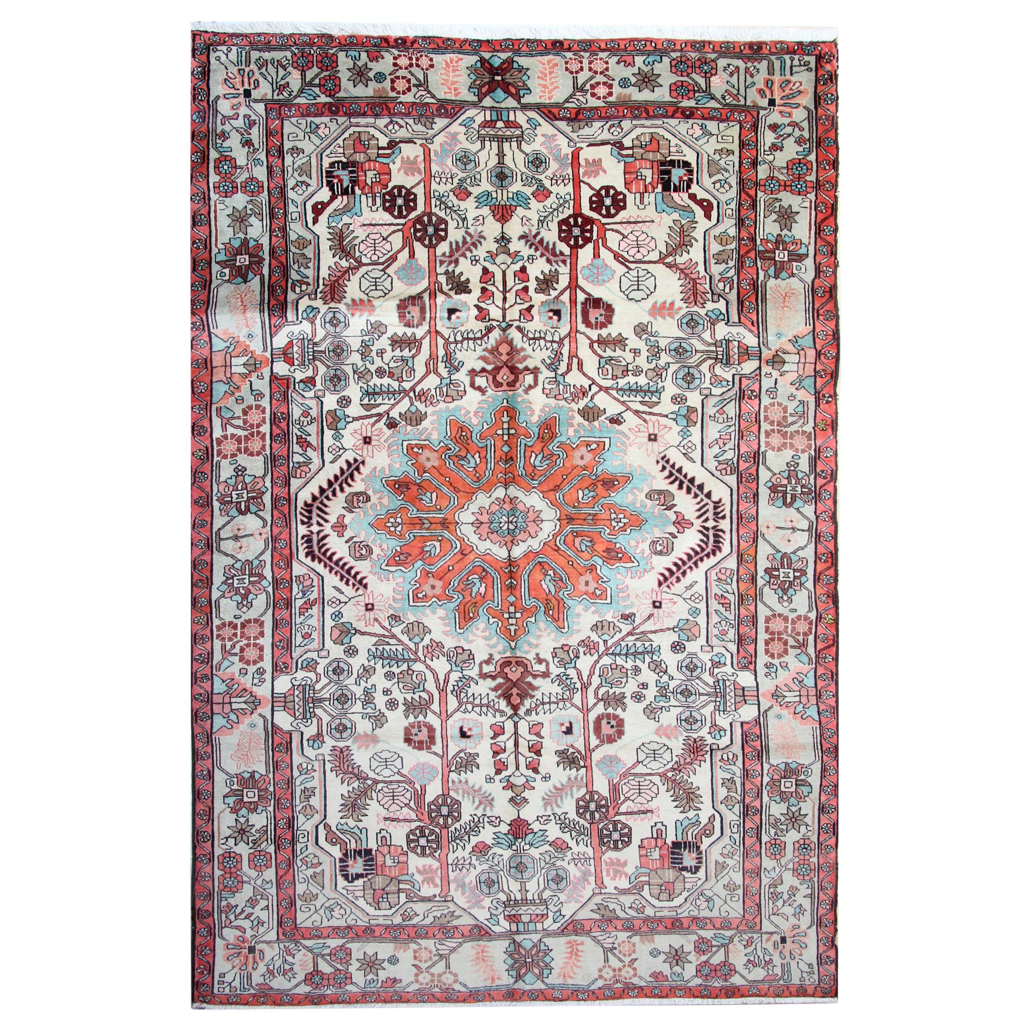 Tapis artisanal en laine orientale, tapis traditionnel afghan