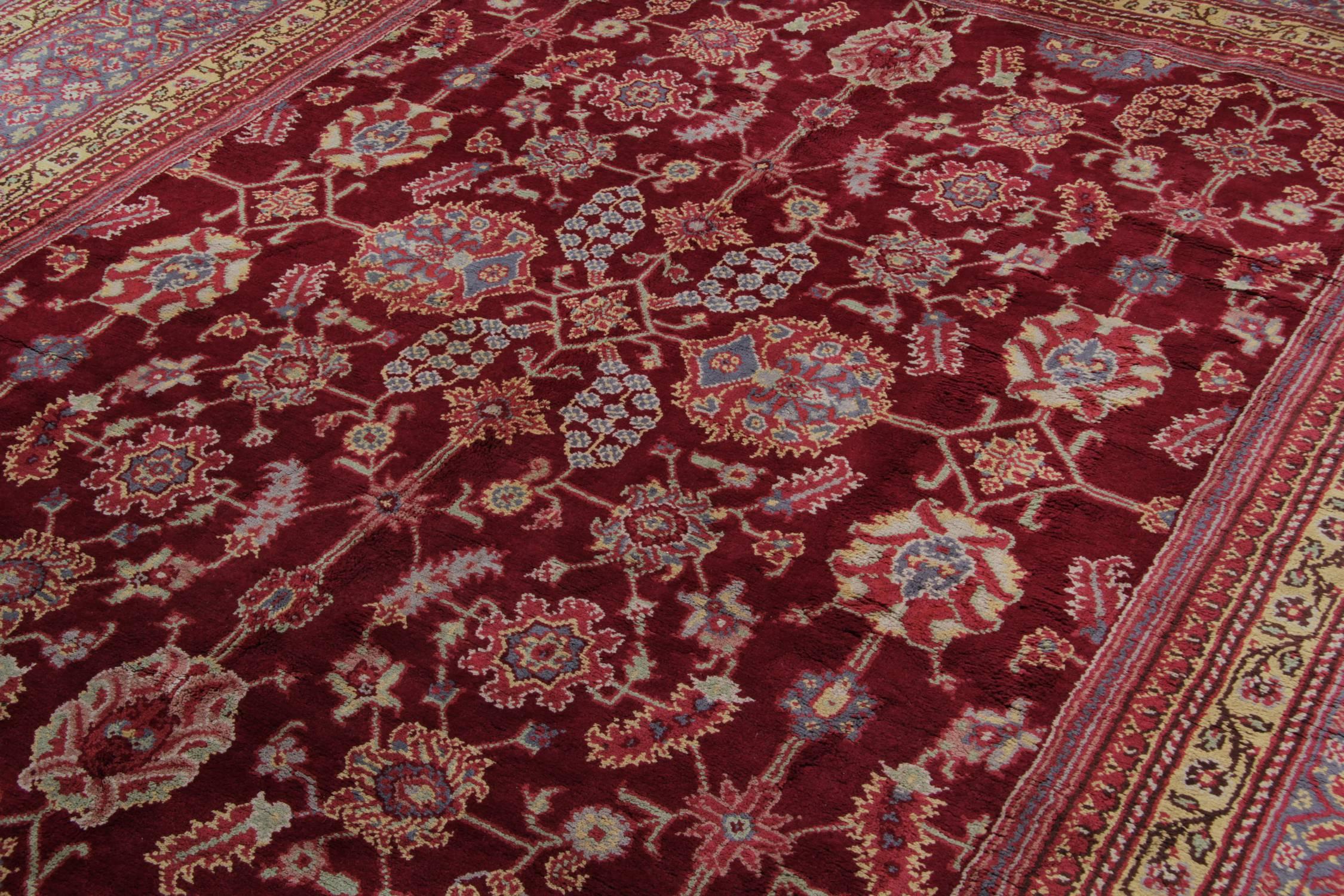 Wool Handmade Carpet Rare Antique Rugs, English Ax Minster Art Deco Rug For Sale