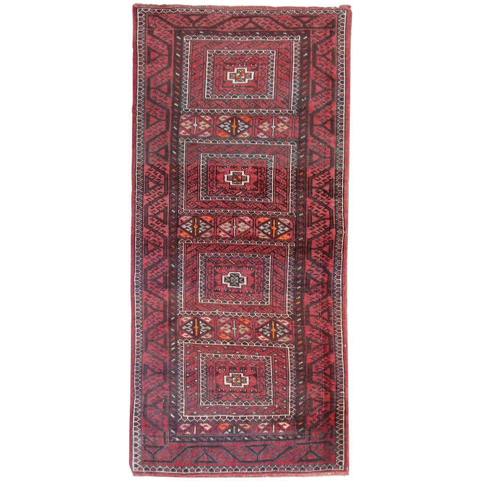 One-of-a-kind Hand Knotted Wool Tribal Red Area Rug For Sale at 1stDibs