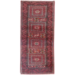 Rustikaler handgefertigter Teppich aus roter Wolle, traditioneller Stammeskunst-Teppich