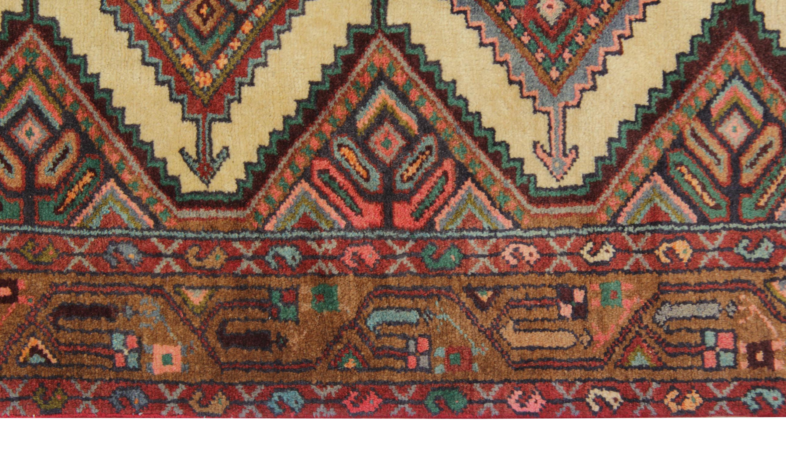 Handgefertigter Teppich-Läufer Orientalischer Wolle Stair-Läufer, Vintage-Teppiche (Rustikal) im Angebot