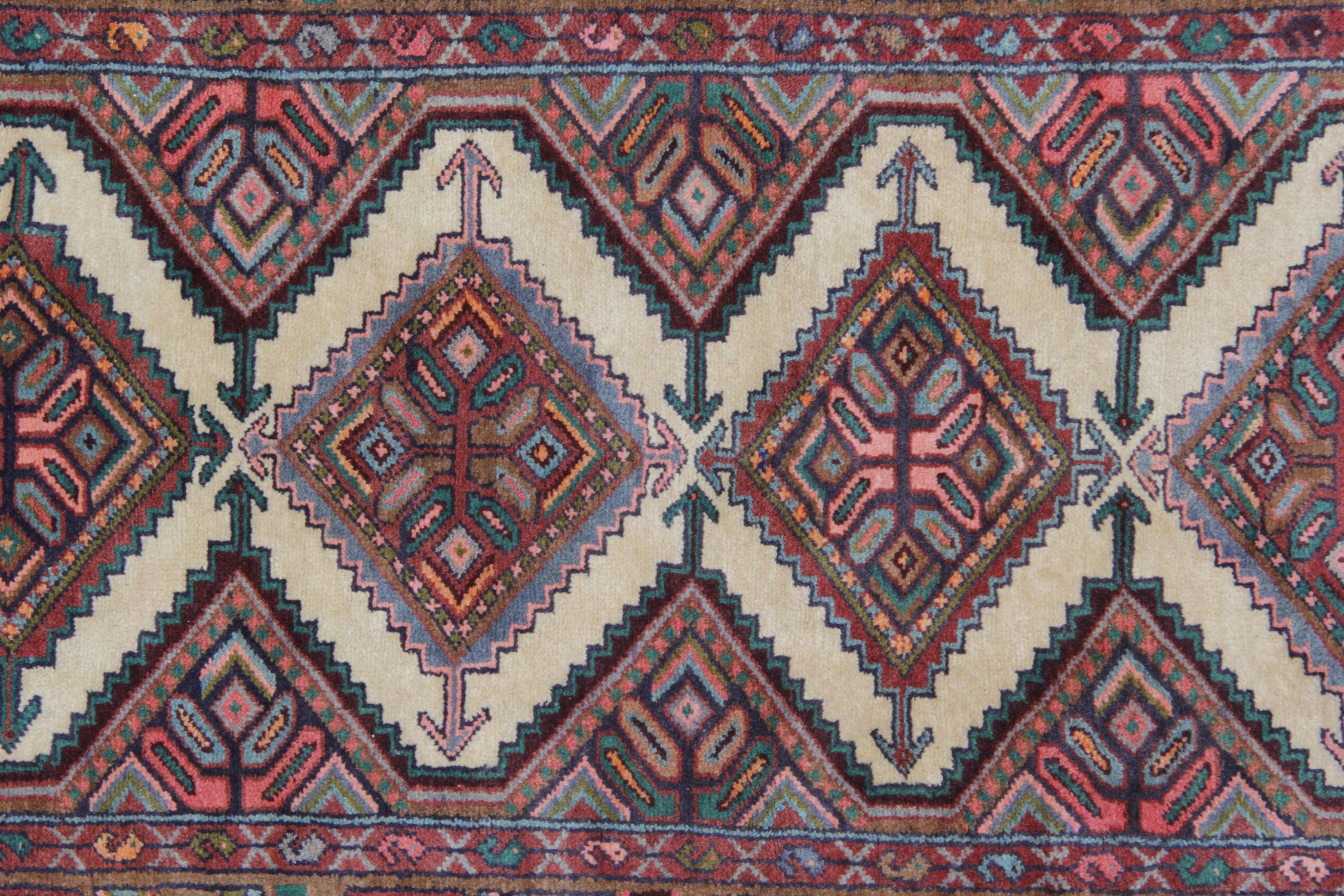Azerbaijani Handmade Carpet Runner Oriental Wool Stair Runner Rug, Vintage Rugs For Sale