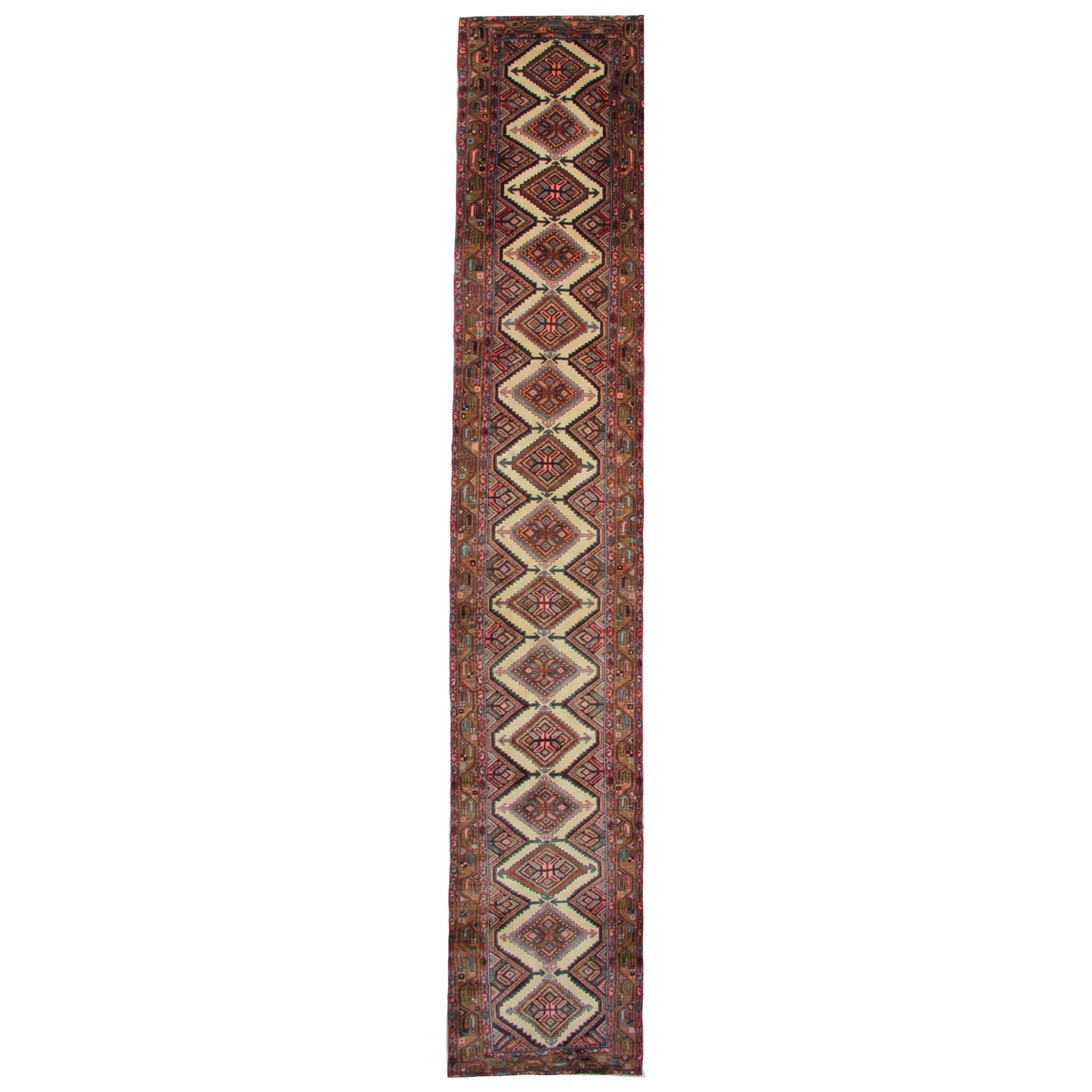 Tapis d'escalier en laine orientale, fait à la main, tapis vintage