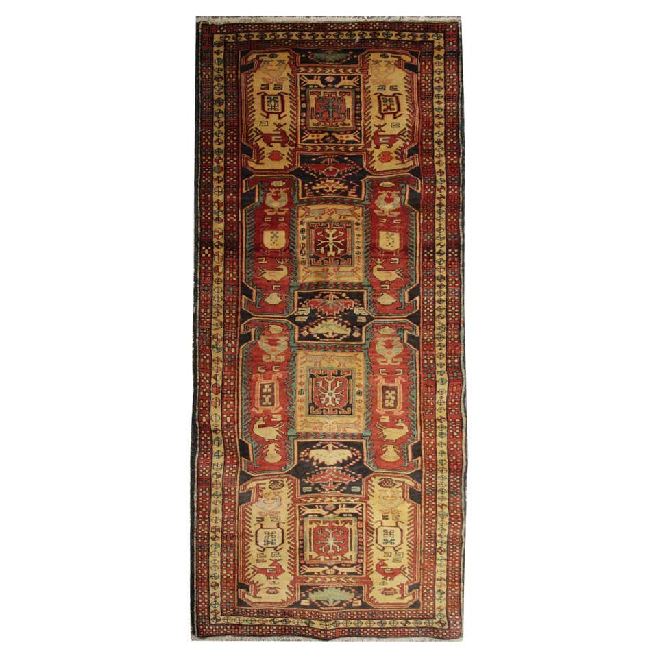 Rare Antique Rug Caucasian Runner Hand Made Carpet Living Room Rugs ...