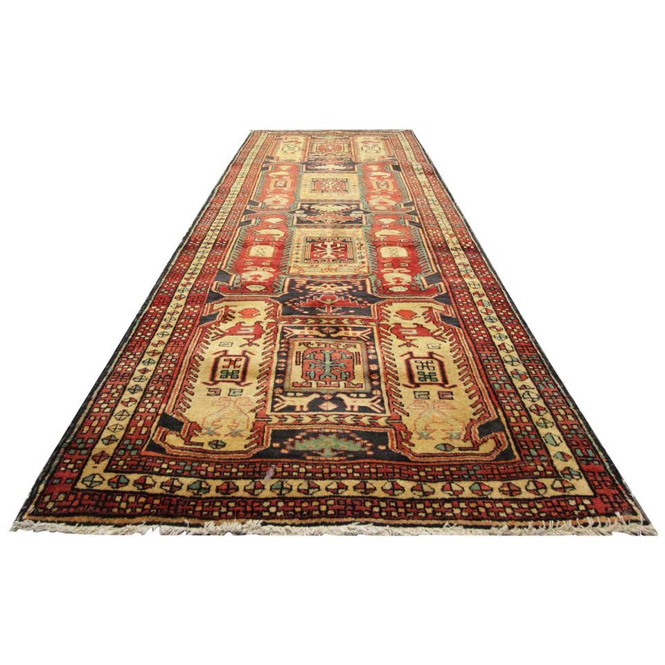 Caucasian Vintage Runner Rug, Handmade Carpet Oriental Rug Wool Stair ...