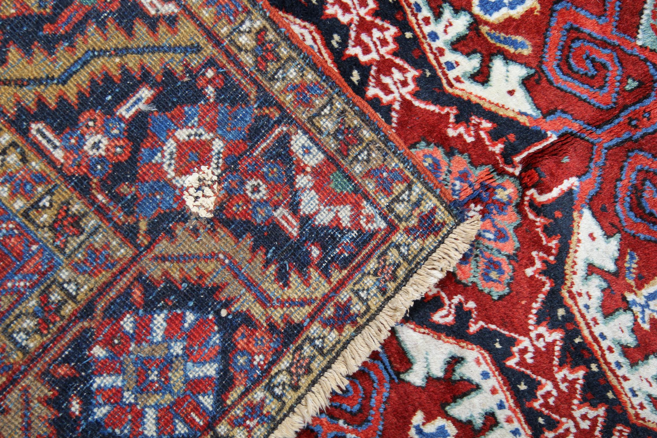 Sultanabad Handmade Carpet Rust Oriental Rug Geometric Antique Wool Rug For Sale