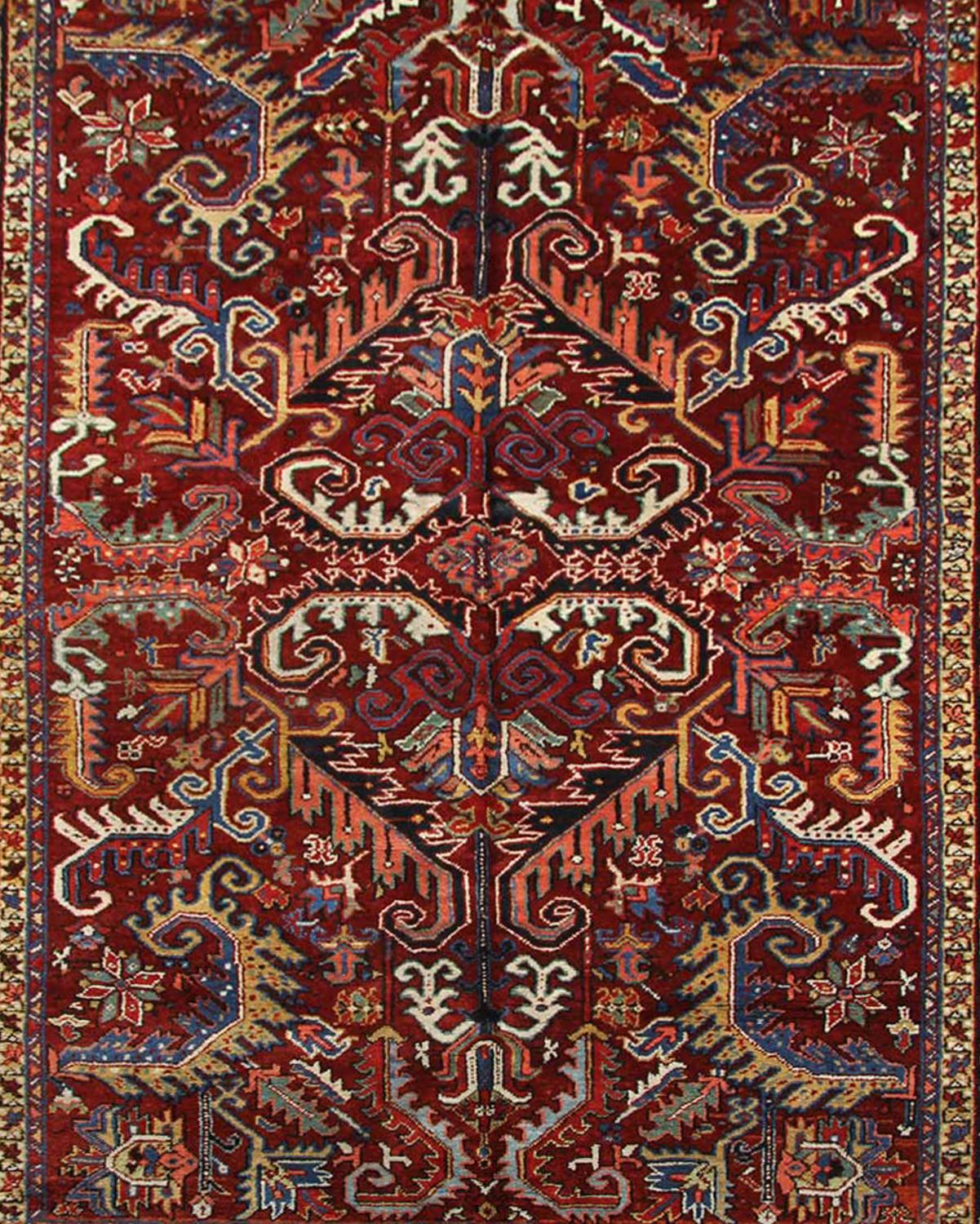 Hand-Crafted Handmade Carpet Rust Oriental Rug Geometric Antique Wool Rug For Sale