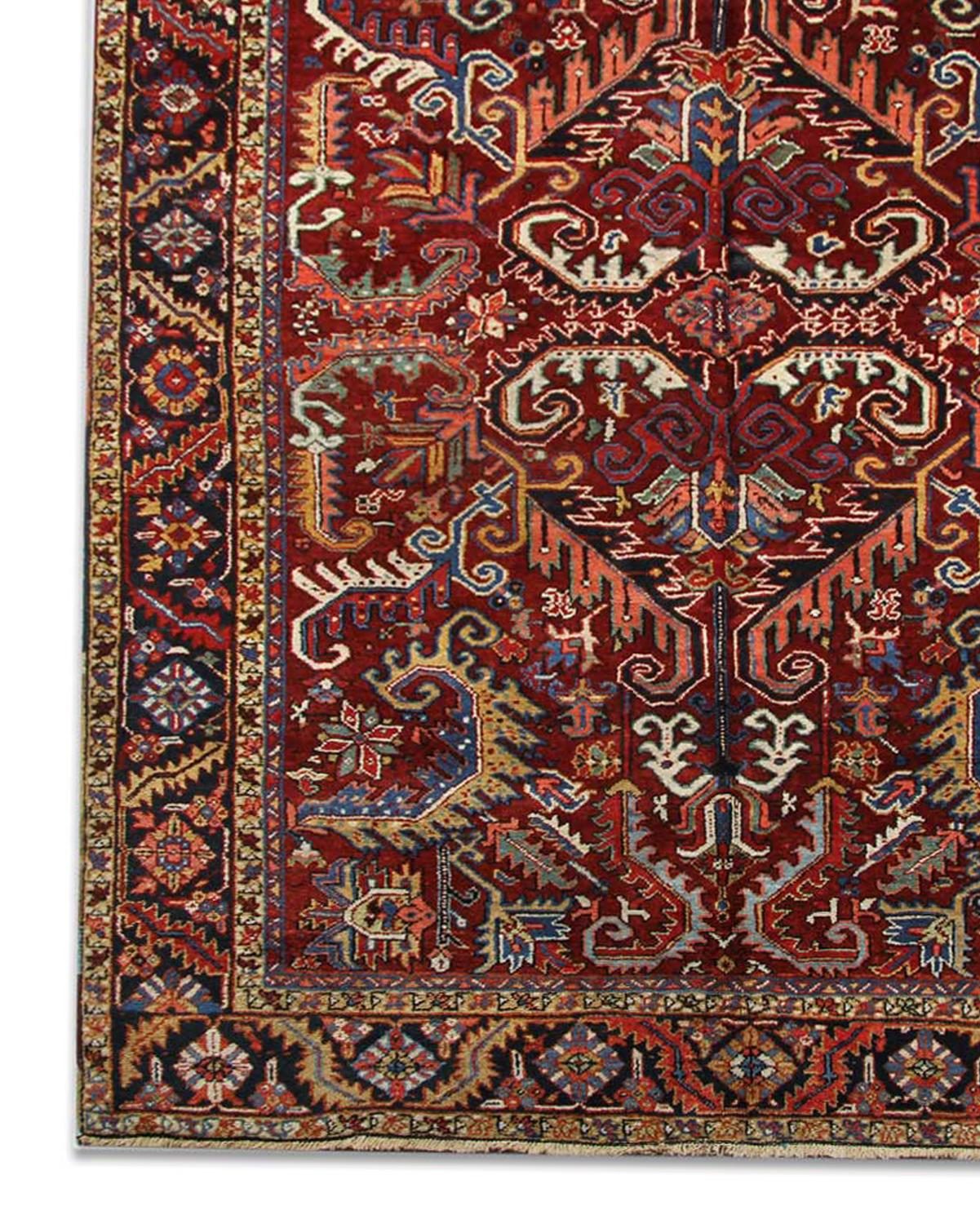 Handmade Carpet Rust Oriental Rug Geometric Antique Wool Rug In Excellent Condition For Sale In Hampshire, GB