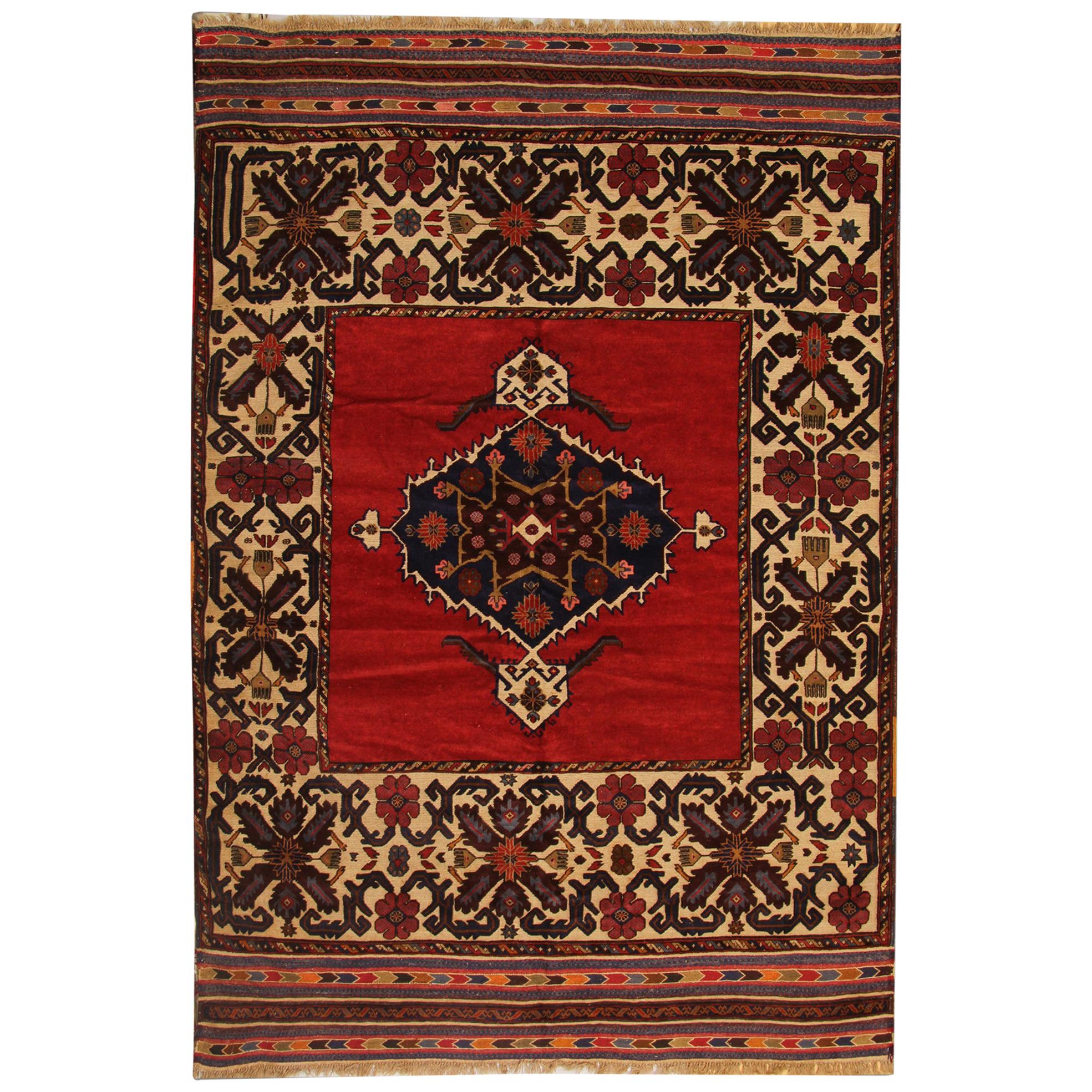 Handmade Carpet Sale, Rustic Vintage Geometric Afghan Red Rug For Sale