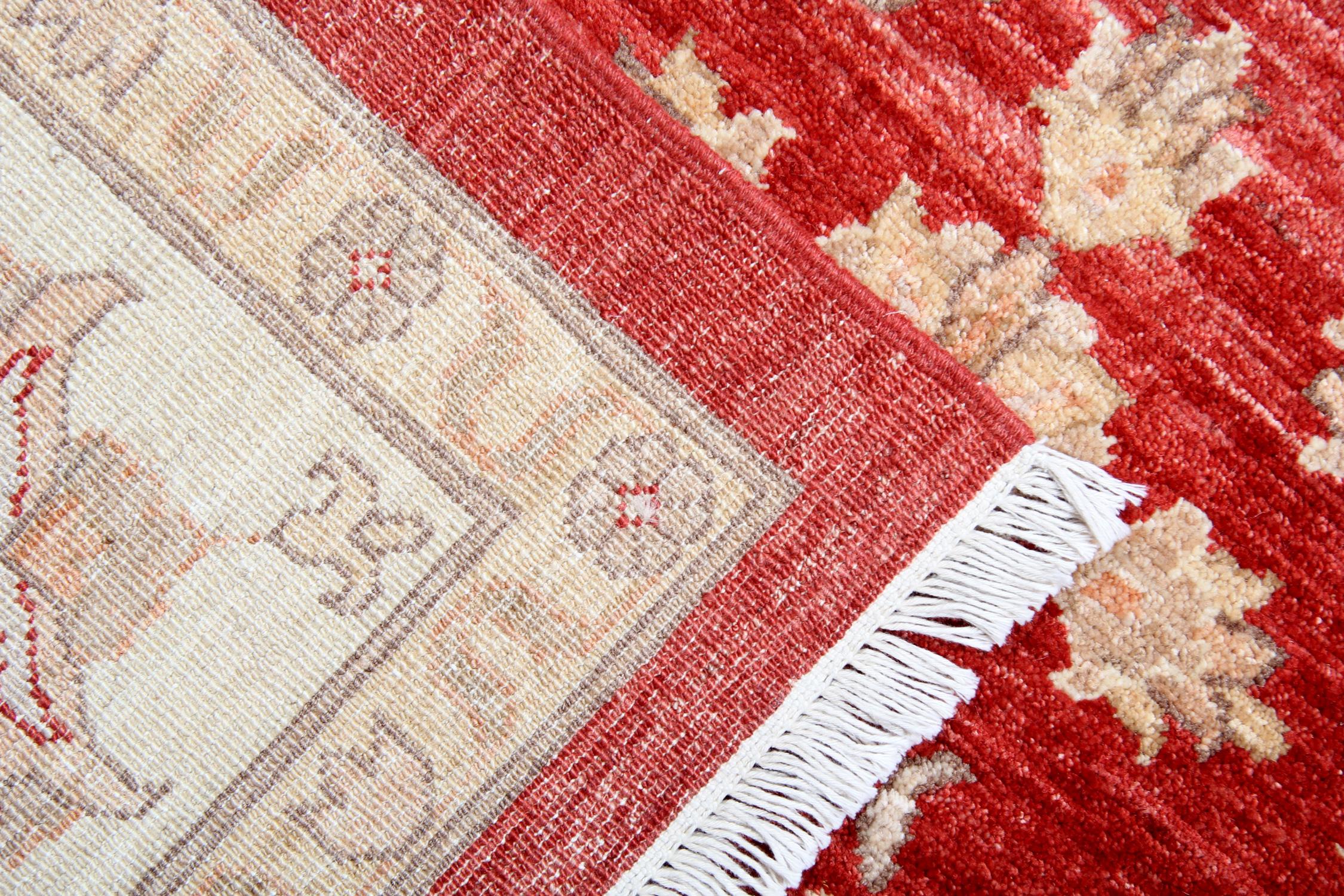 Afghan Handmade Carpet Saltanabad, Ziegler Style Rug, Red Living Room Rug For Sale