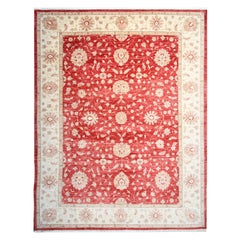 Vintage Handmade Carpet Saltanabad, Ziegler Style Rug, Red Living Room Rug